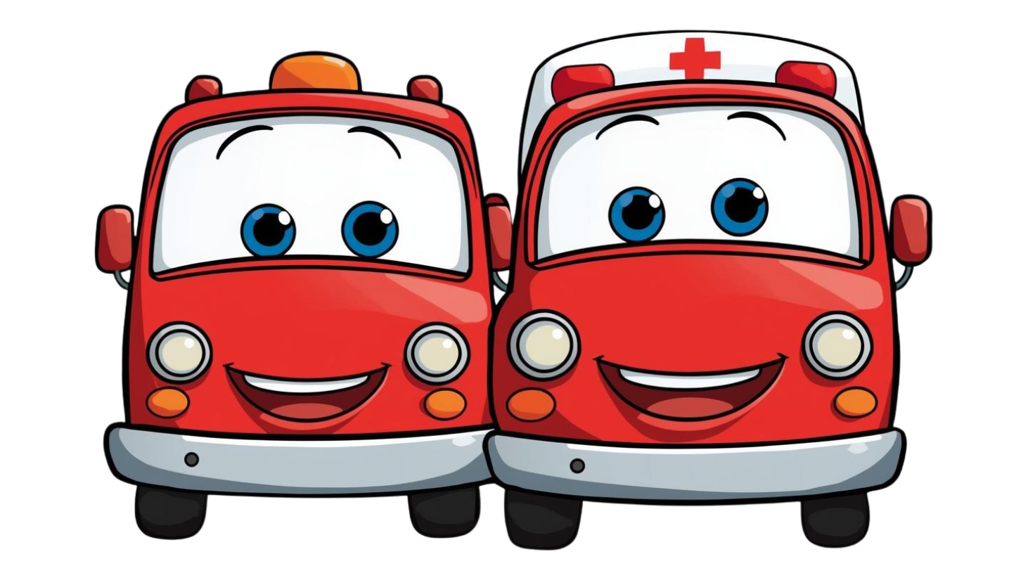 Happy Fire Truck and Ambulance